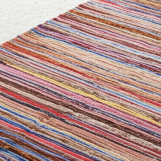 Rainbow Velvet Rag Rug – 105 × 185 cm - Spencer Vibes