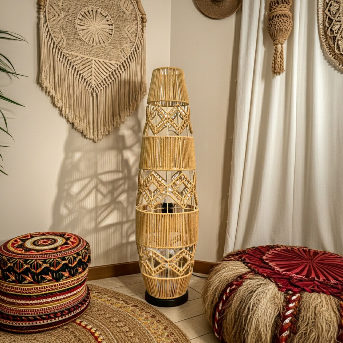 The Rattan Totem Floor Lamp: An Artisan Pillar of Light - Spencer Vibes