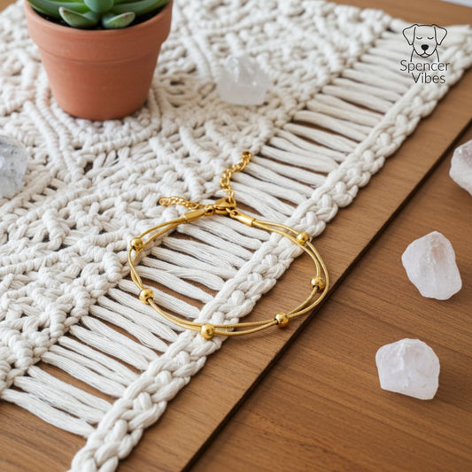 Gold Bead Chain Bracelet – Minimal Adjustable Design - Spencer Vibes