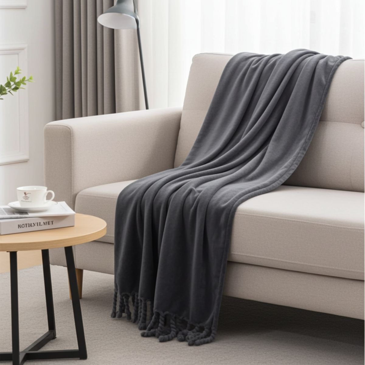 Soft Grey Flannel Throw Blanket - Spencer Vibes