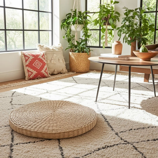 Hand-Woven Corn Husk Floor Cushion – The Artisan Mindfulness Seat - Spencer Vibes