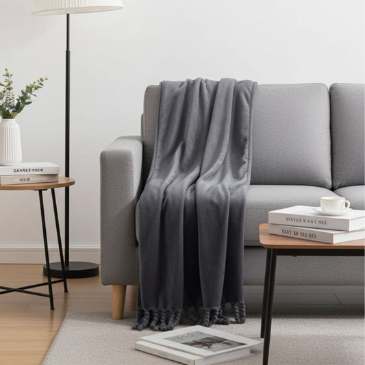 Soft Grey Flannel Throw Blanket - Spencer Vibes