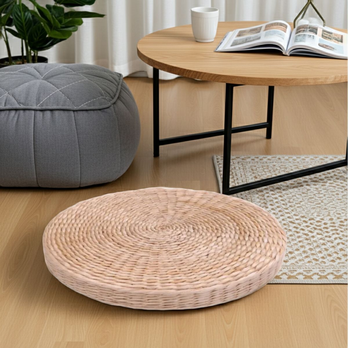 Hand-Woven Corn Husk Floor Cushion – The Artisan Mindfulness Seat - Spencer Vibes