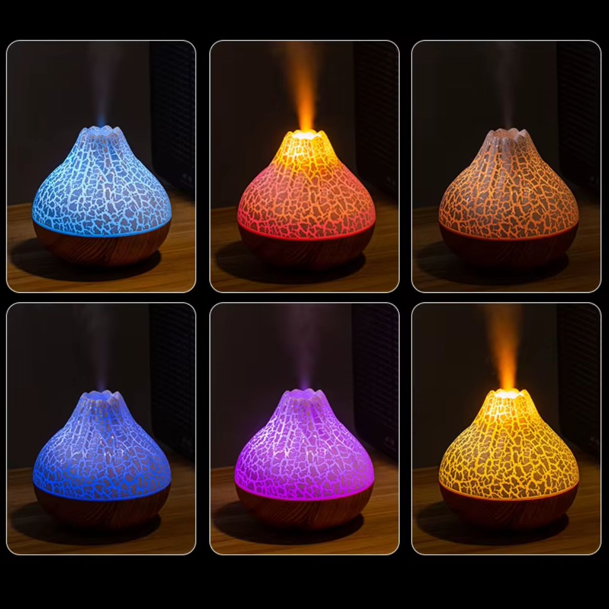 300ml Volcano Humidifier with RGB Colourful Lights - Spencer Vibes