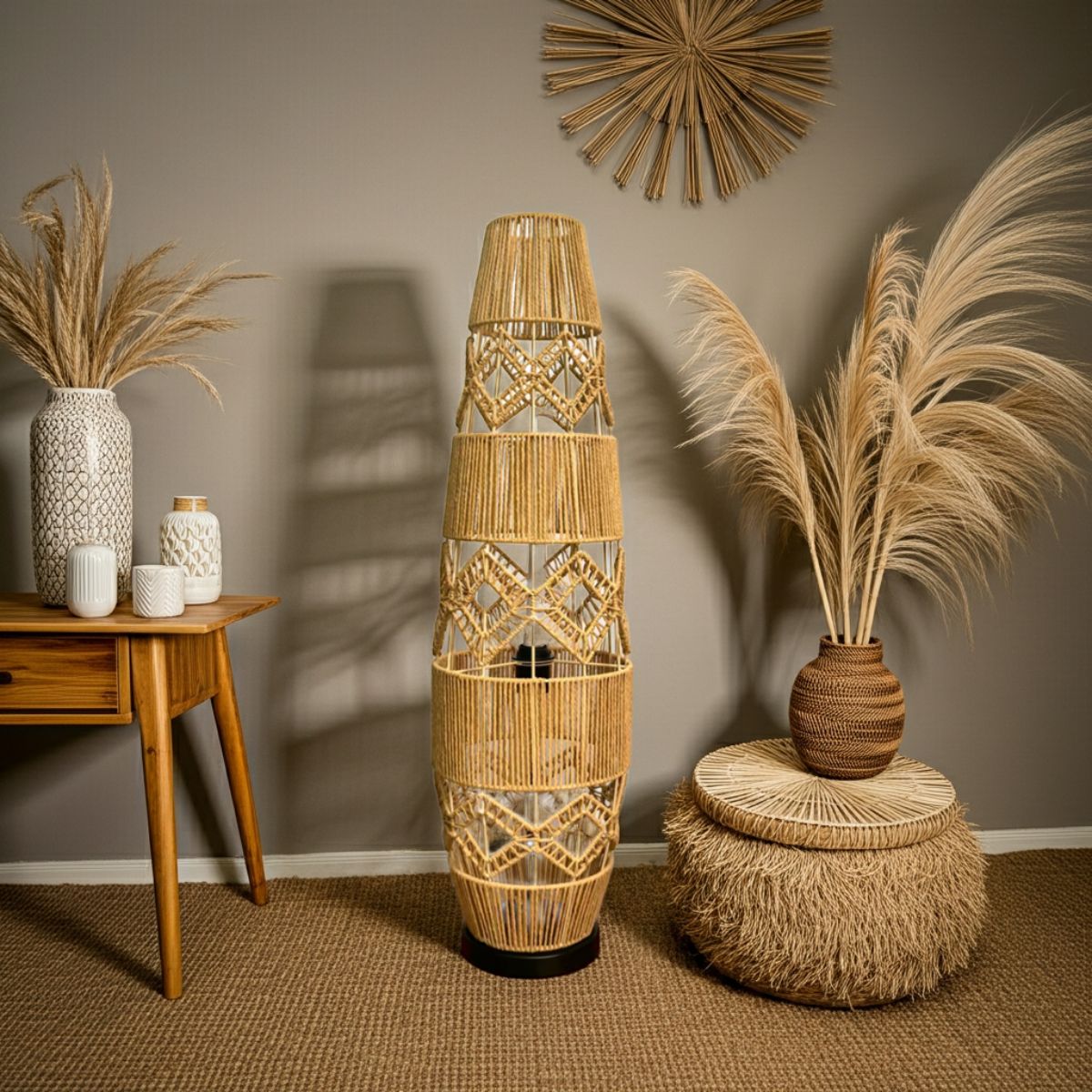 The Rattan Totem Floor Lamp: An Artisan Pillar of Light - Spencer Vibes