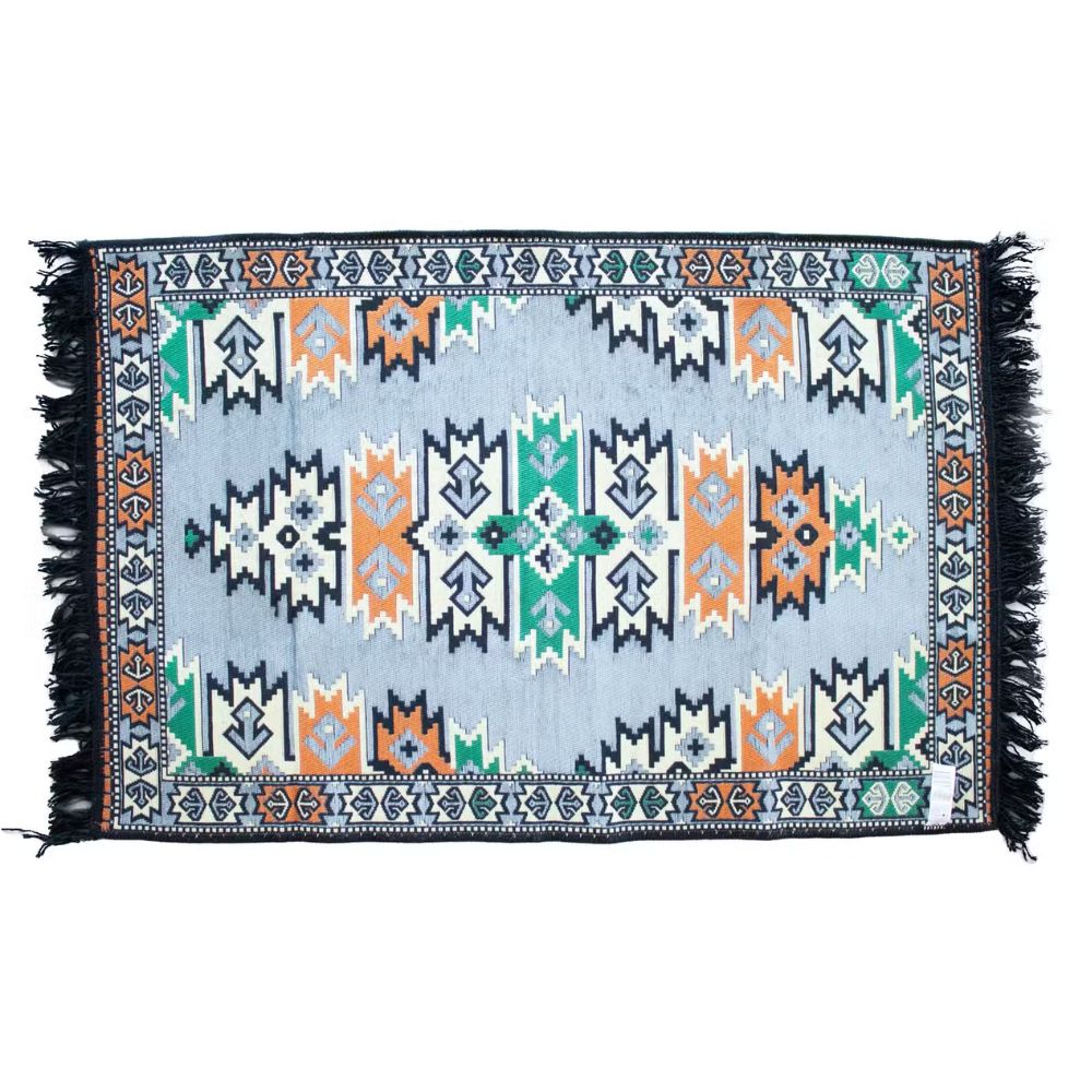 Charcoal Kilim Rug – 125x80cm Geometric Woven Rug