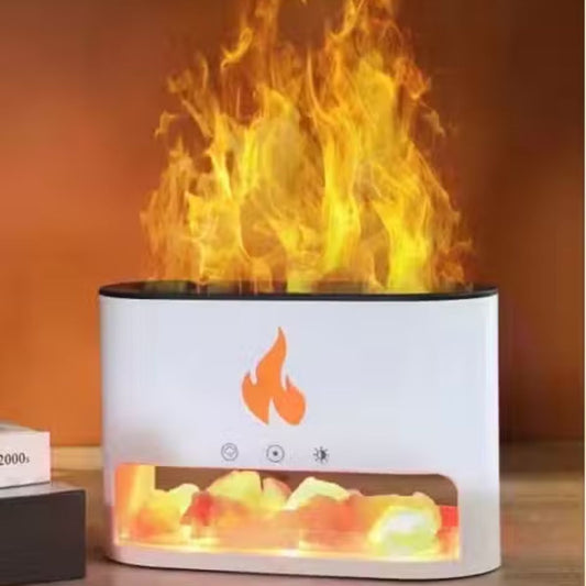 Himalayan Salt & Flame Effect Aroma Diffuser – Arctic White