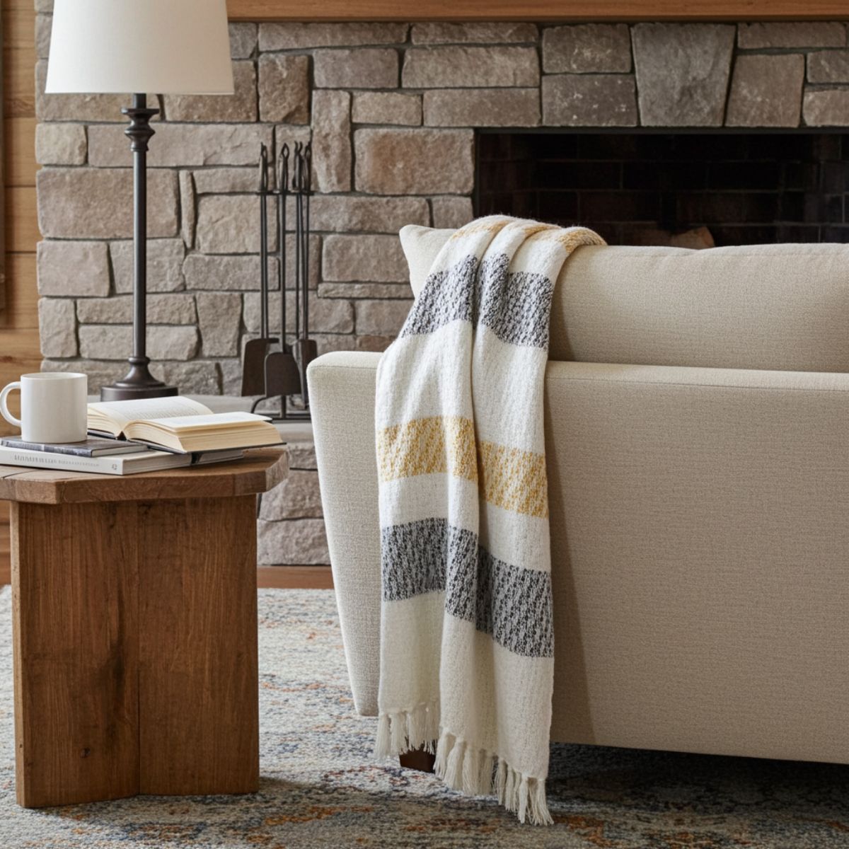 The Mattala Striped Cotton Throw – Ochre & Stone - Spencer Vibes