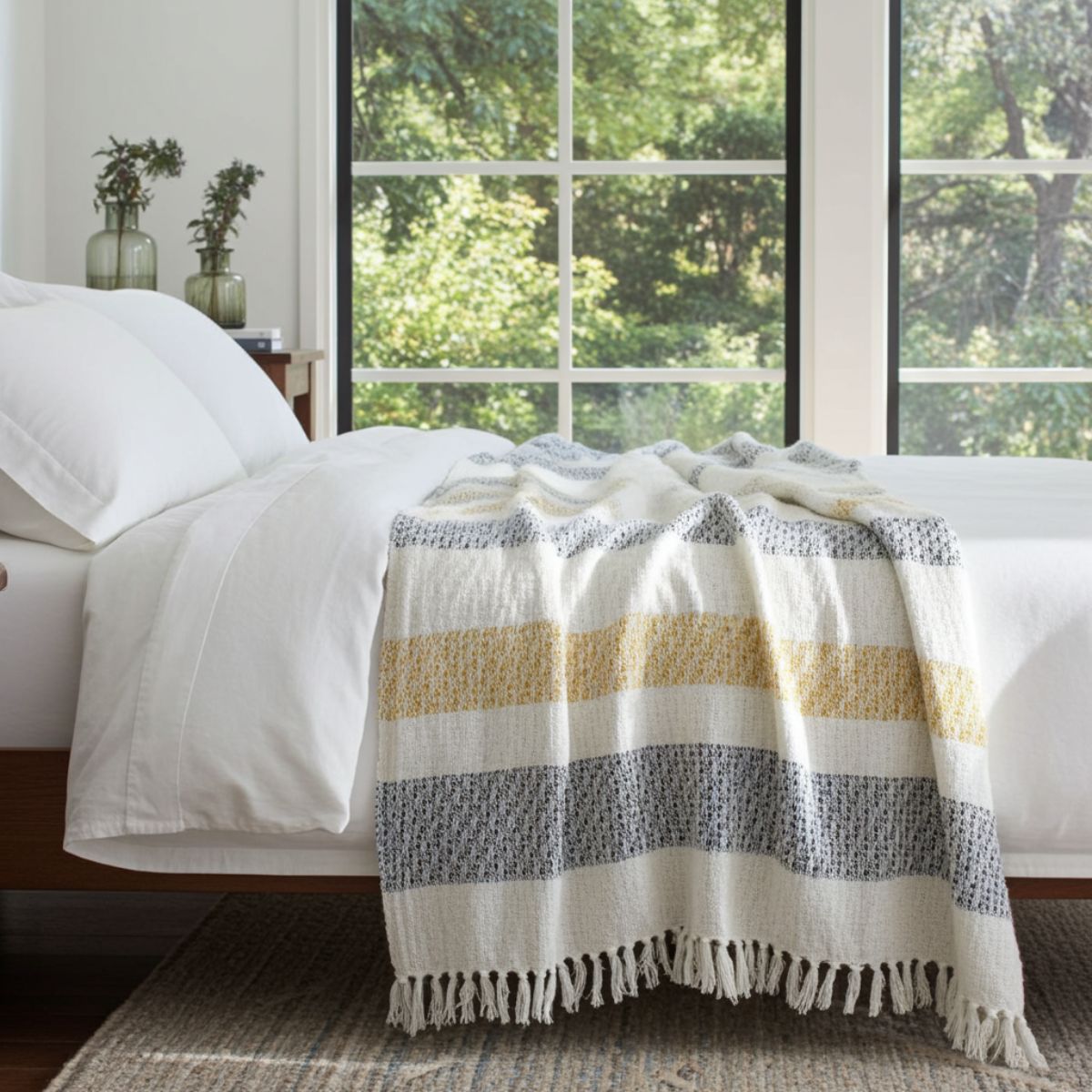 The Mattala Striped Cotton Throw – Ochre & Stone - Spencer Vibes