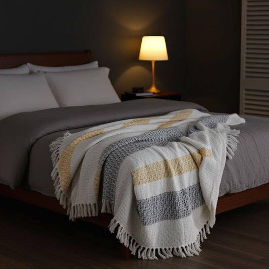 The Mattala Striped Cotton Throw – Ochre & Stone - Spencer Vibes