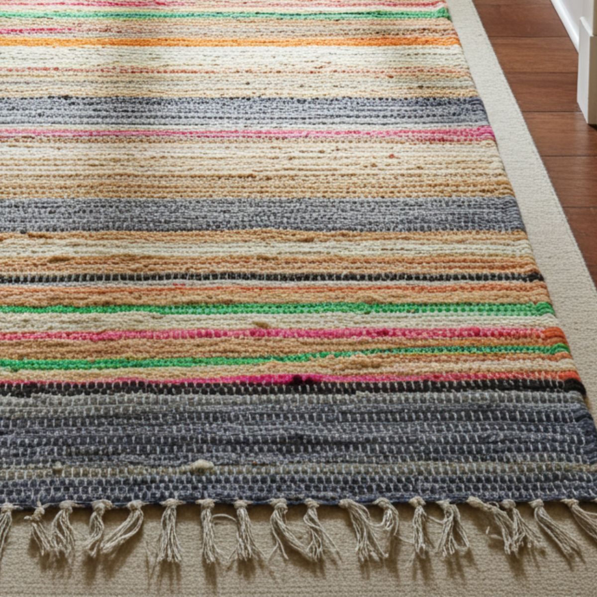 Premium Handwoven Rainbow Rag Rug 150×200 cm - Spencer Vibes