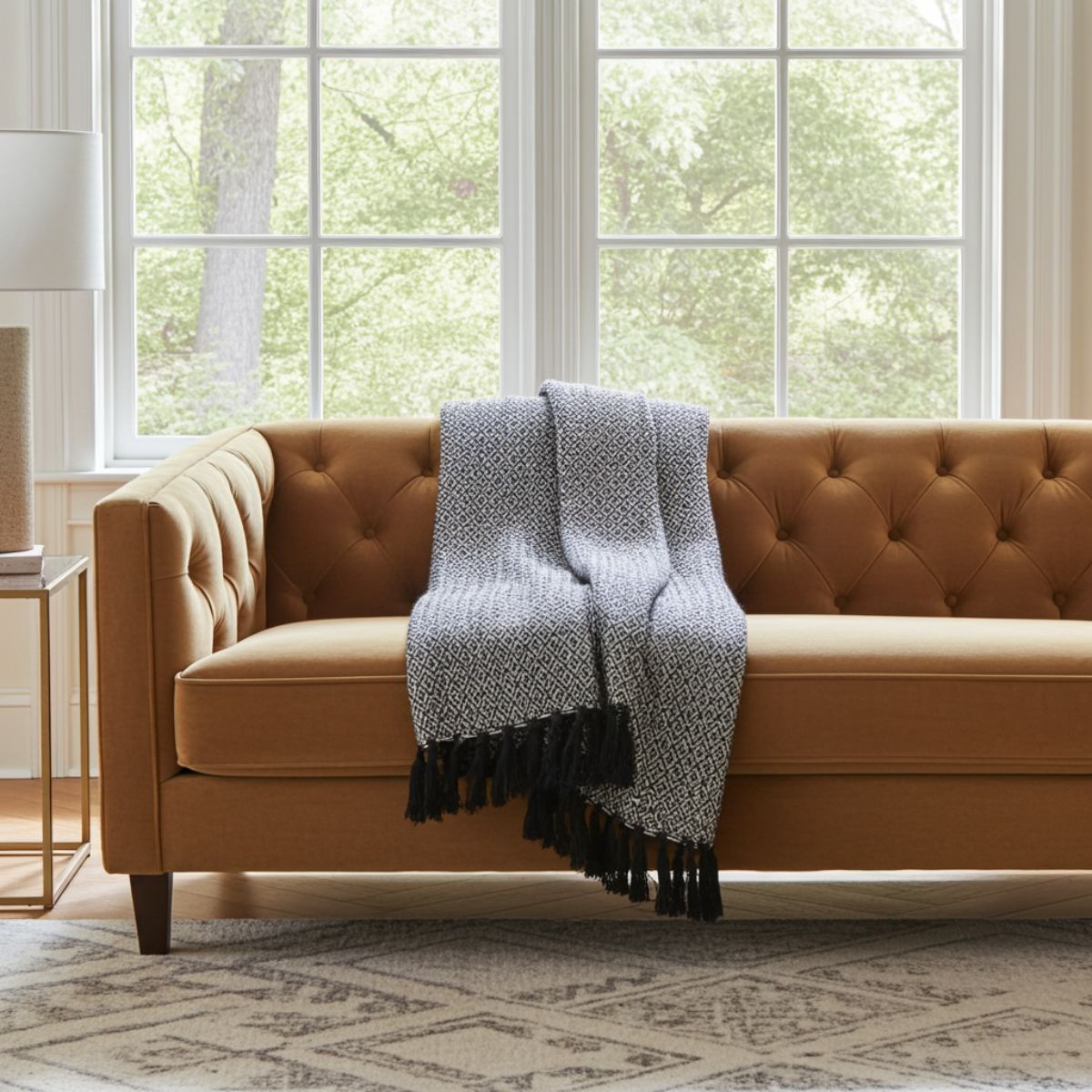 The Rowan Diamond Weave Cotton Throw – Charcoal - Spencer Vibes