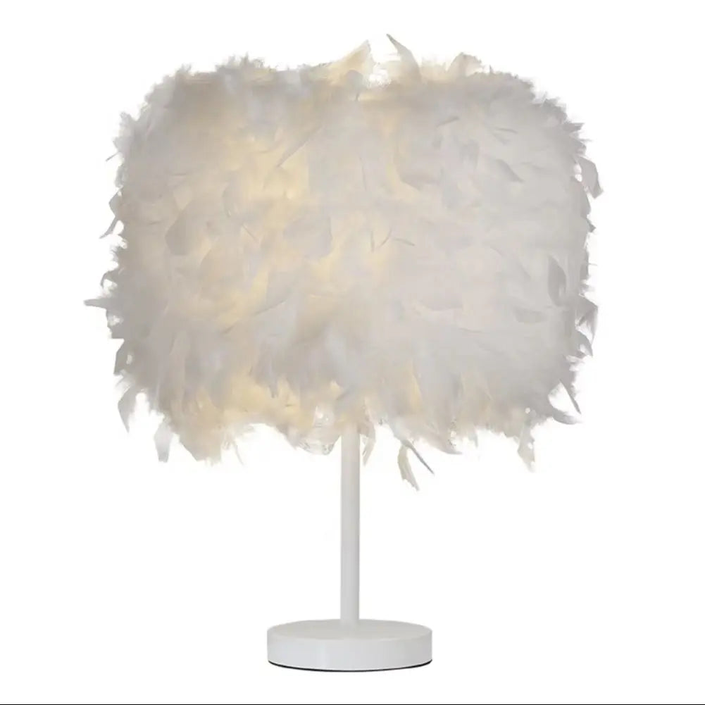 White Feather Table Lamp for Bedside Sitting Room