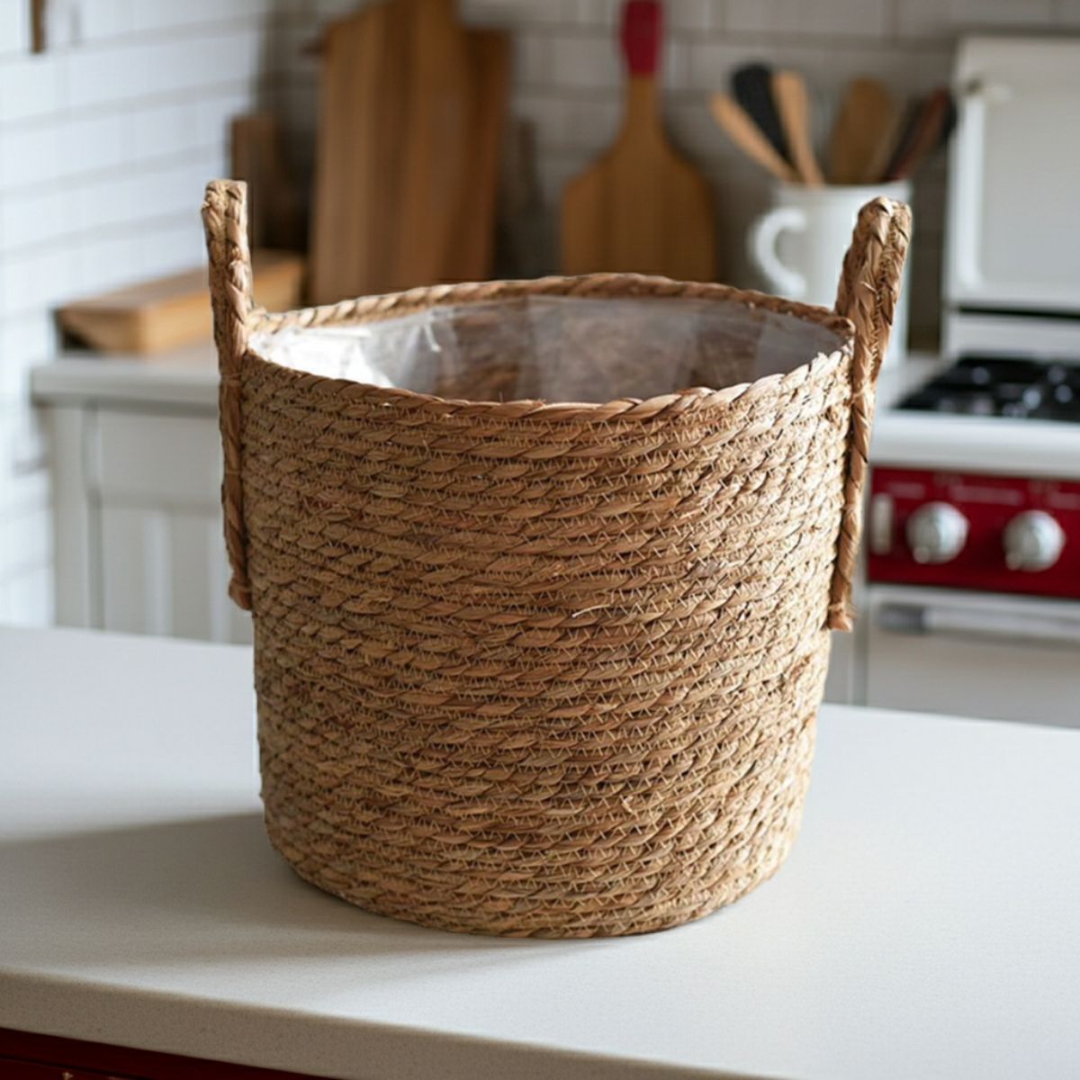 Hand-Braided Seagrass Sanctuary Basket – Natural Woven Storage - Spencer Vibes