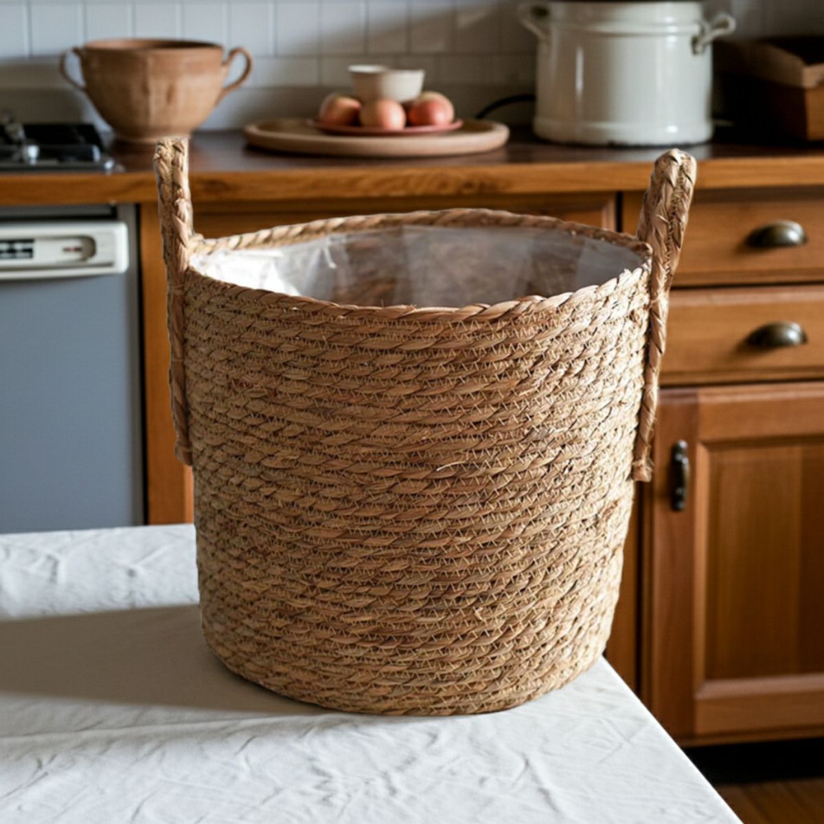 Hand-Braided Seagrass Sanctuary Basket – Natural Woven Storage - Spencer Vibes