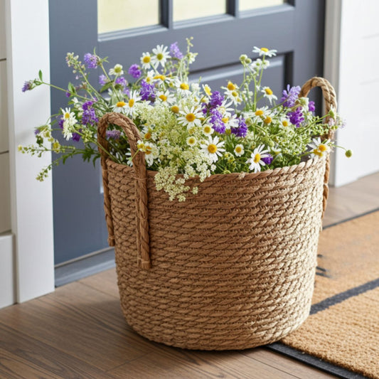 Hand-Braided Seagrass Sanctuary Basket – Natural Woven Storage - Spencer Vibes