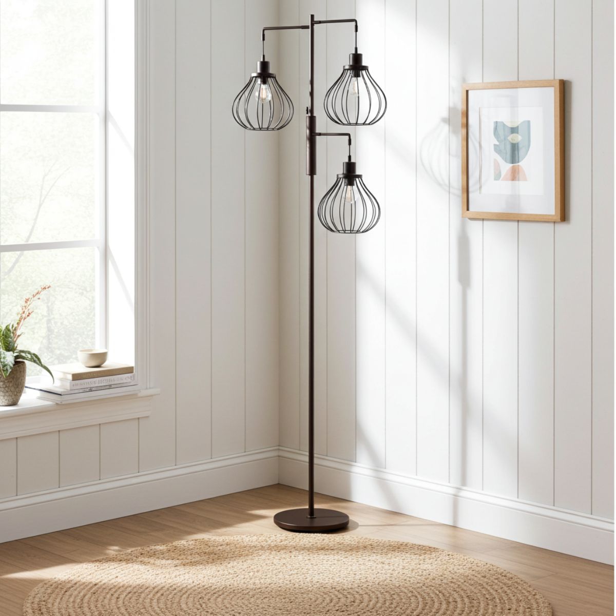 Trio Industrial Cage Floor Lamp - Spencer Vibes