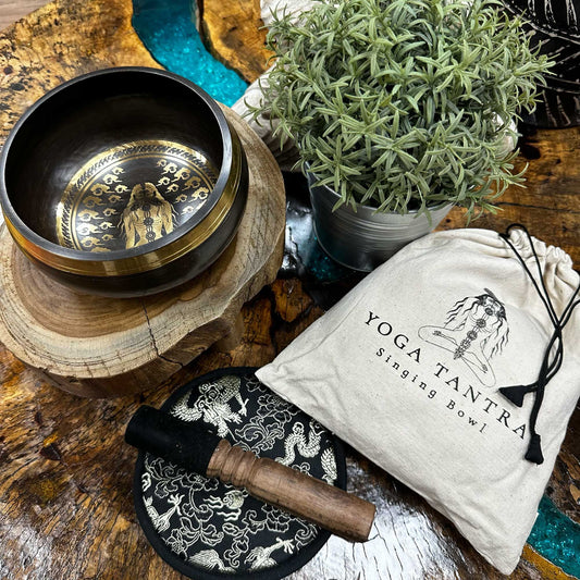 Hand-Beaten & Engraved Tibetan Singing Bowl Gift Set