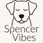 Spencer Vibes website logo on a cream white background with an illustration of a dog with his eyes closed above the words Spencer Vibes