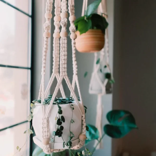 Macrame Handmade Plant Hanger Baskets - Image 3