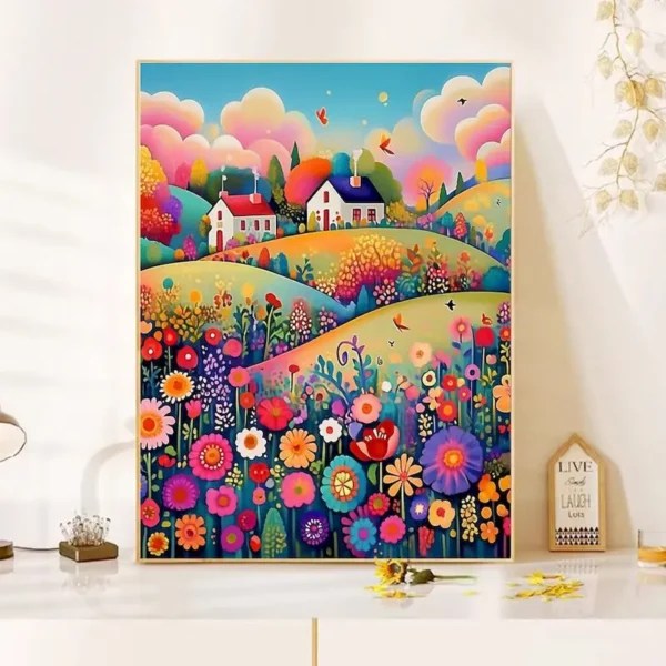 Garden House Oil Painting by Numbers | Relaxing Canvas Art Kit - Image 2