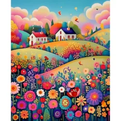 Garden House Oil Painting by Numbers | Relaxing Canvas Art Kit