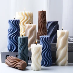 Wavy Stripe Cylindrical Candle Mould