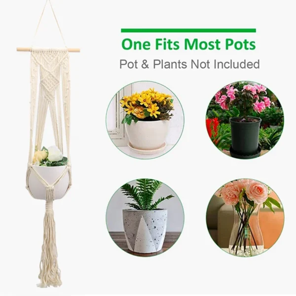Macrame Handmade Plant Hanger Baskets - Image 4