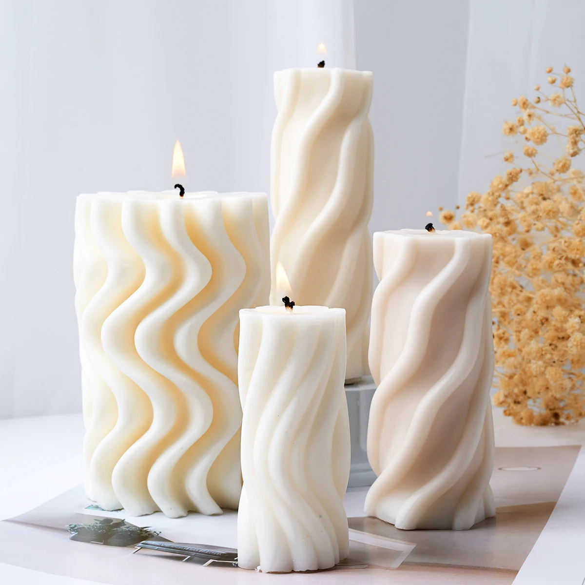 Wavy Stripe Cylindrical Candle Mould - Image 3