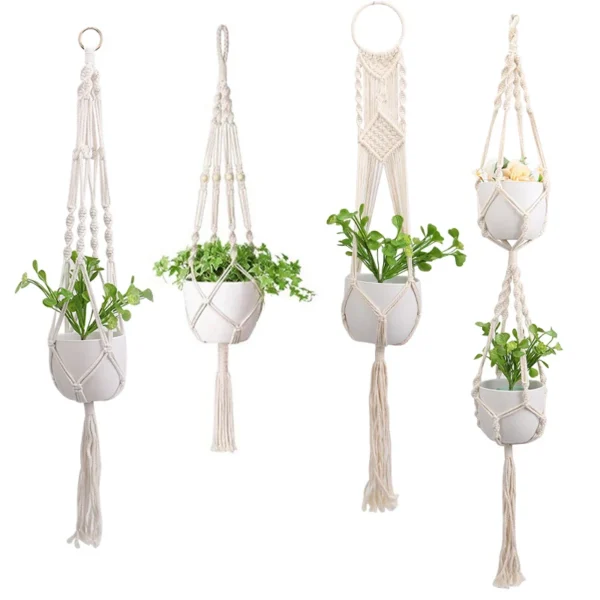 Macrame Handmade Plant Hanger Baskets - Image 5