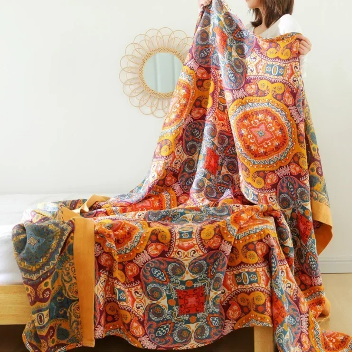 Nordic Cotton Gauze Throw Blanket | Lightweight Boho Bedspread
