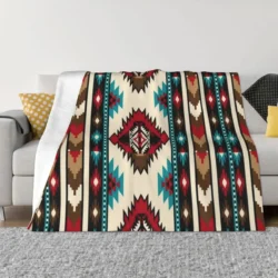 Vintage Native American Flannel Blanket | Boho Geometric Throw