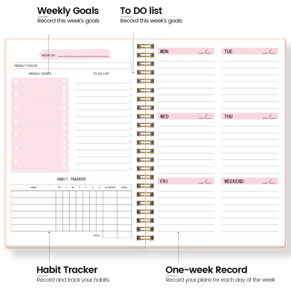 A5 52-Week Undated Weekly Planner – Habit Tracker - Image 3