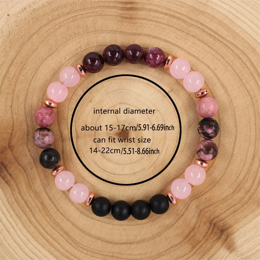 Pink Stone Beaded Bracelet | Handmade Unisex Gift - Image 6
