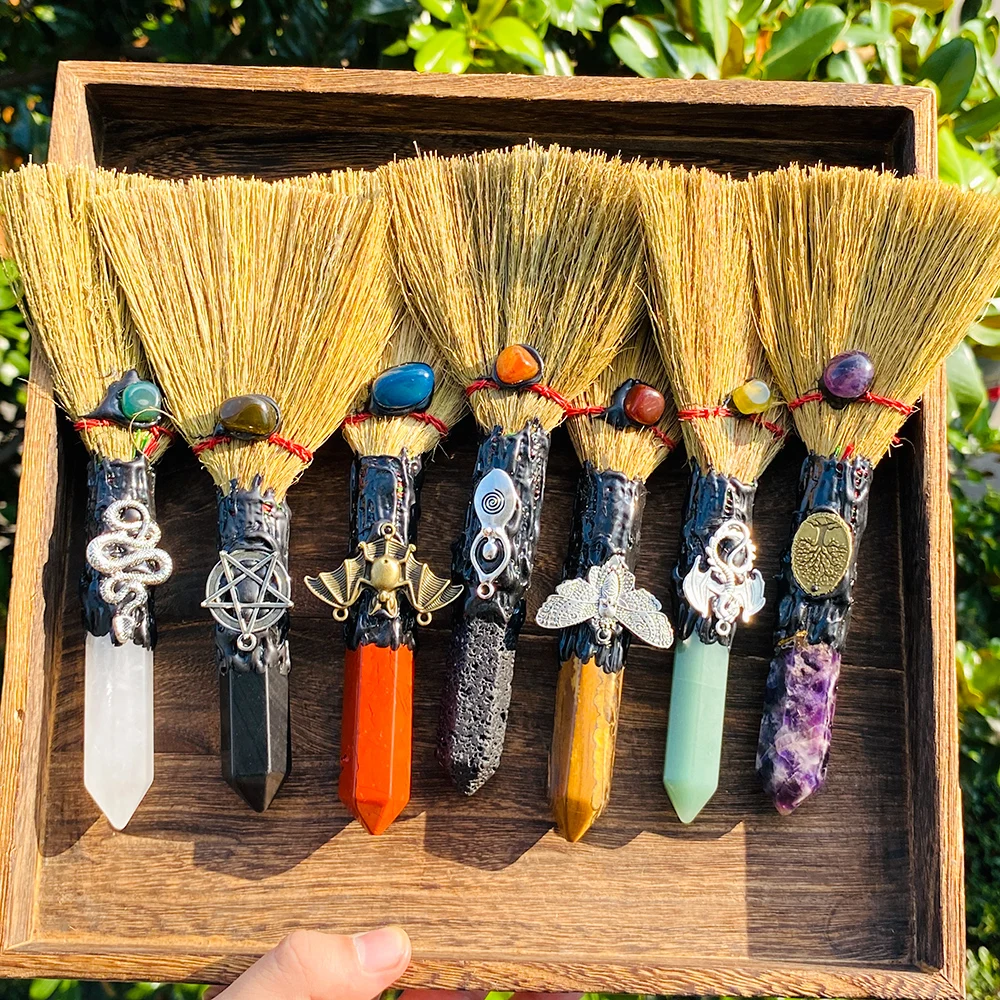 Seven Chakra Crystal Broom Quartz | Natural Gemstone Décor