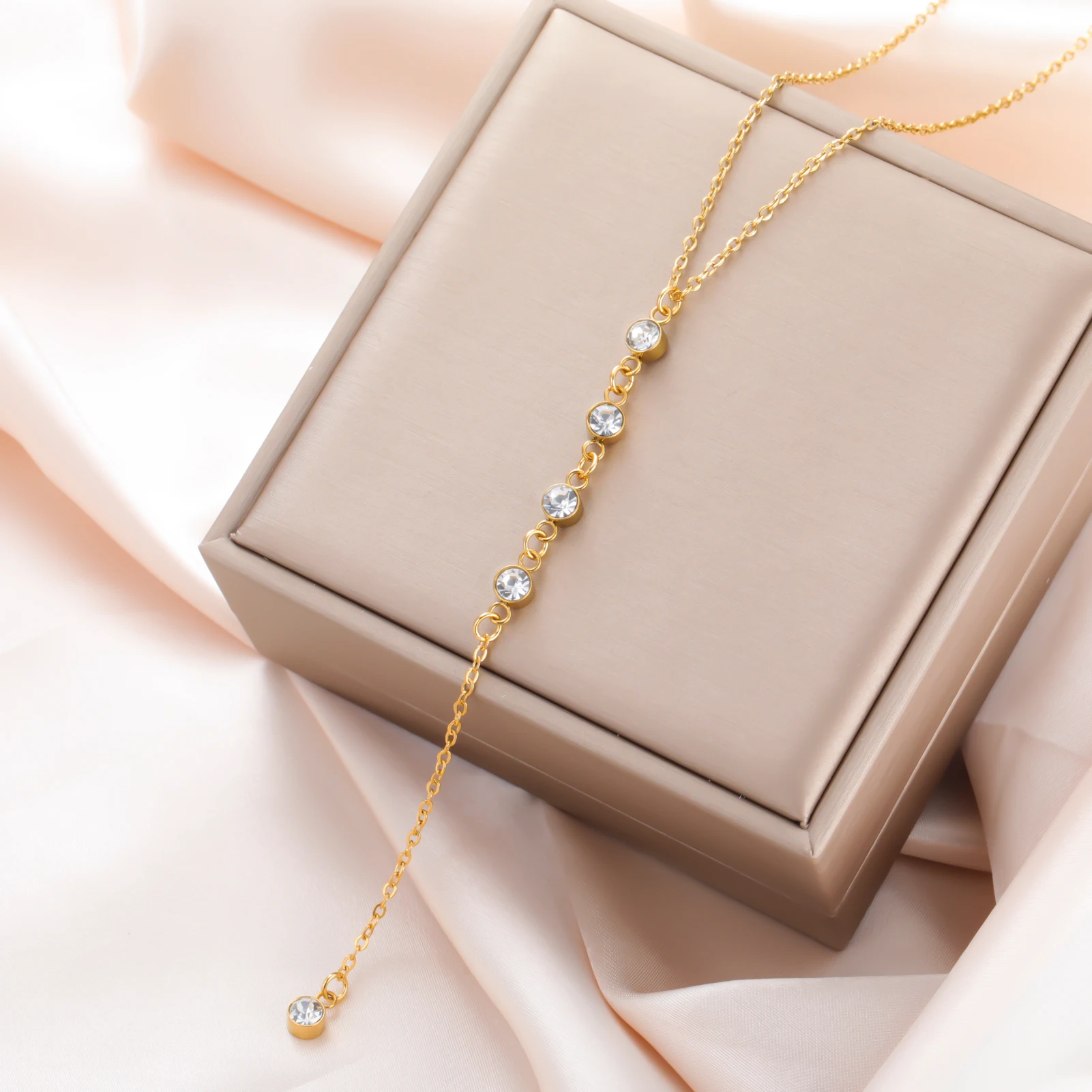 Clear Zircon Long Chain | Elegant Necklace for Women - Image 3