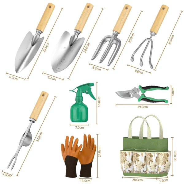 9-Piece Garden Hand Tool Set | Complete Gardening Kit with Tote - Image 2