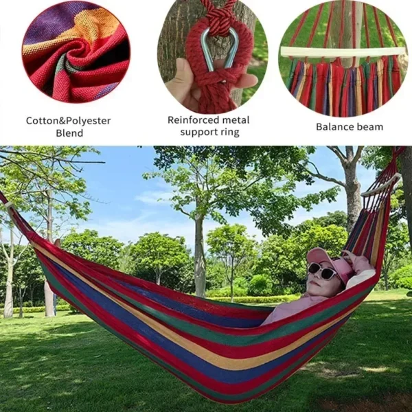 Outdoor Canvas Camping Hammock | Portable Anti-Roll Design - Image 2