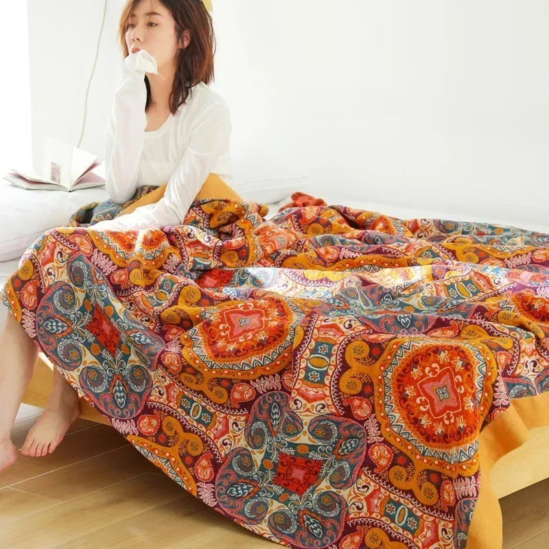 Nordic Cotton Gauze Throw Blanket | Lightweight Boho Bedspread - Image 3