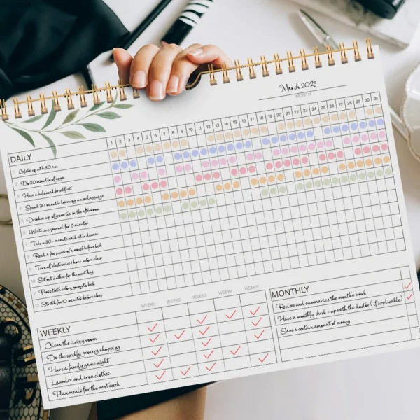 Habit Tracker Planner – 12-Month Undated Journal