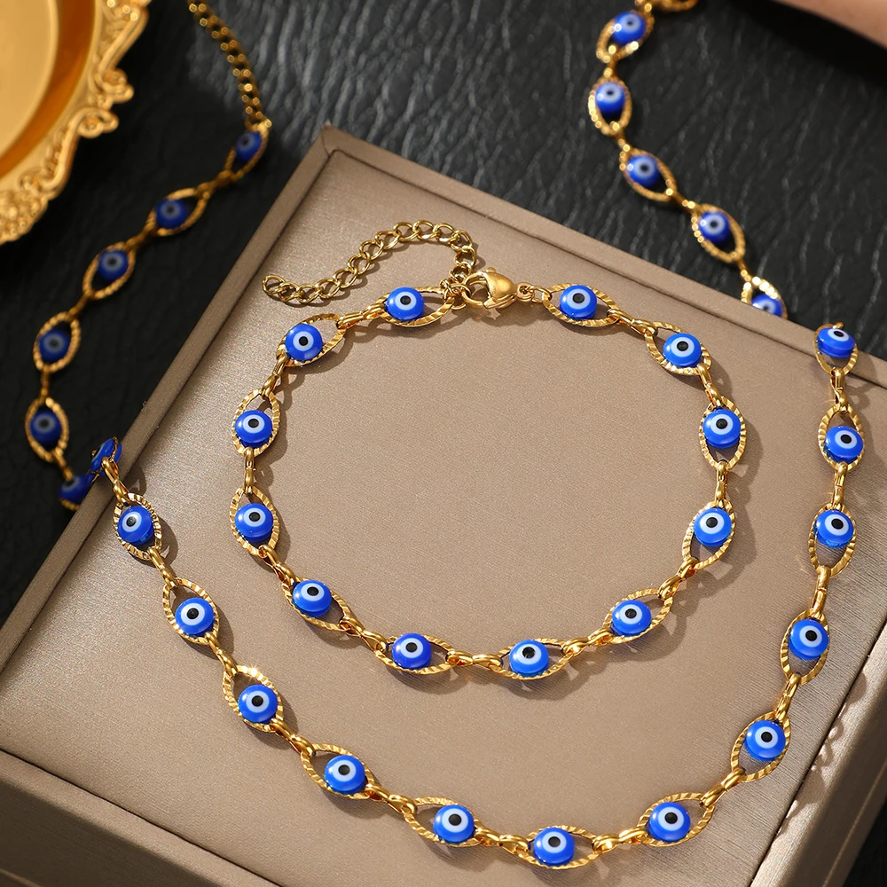 Golden Turkish Eye Set | Gold Jewellery by Spencer Vibes - Image 2