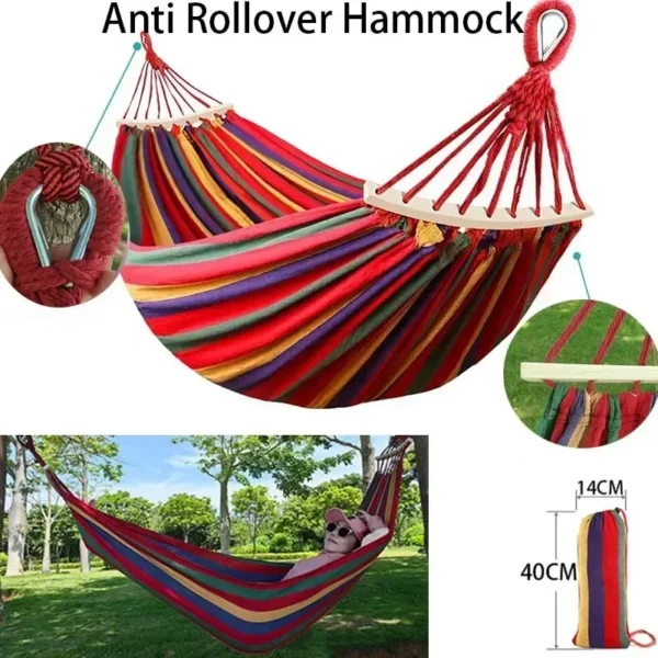 Outdoor Canvas Camping Hammock | Portable Anti-Roll Design