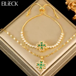 Rotating Green Clover Set | Elegant Jewellery by Spencer Vibes