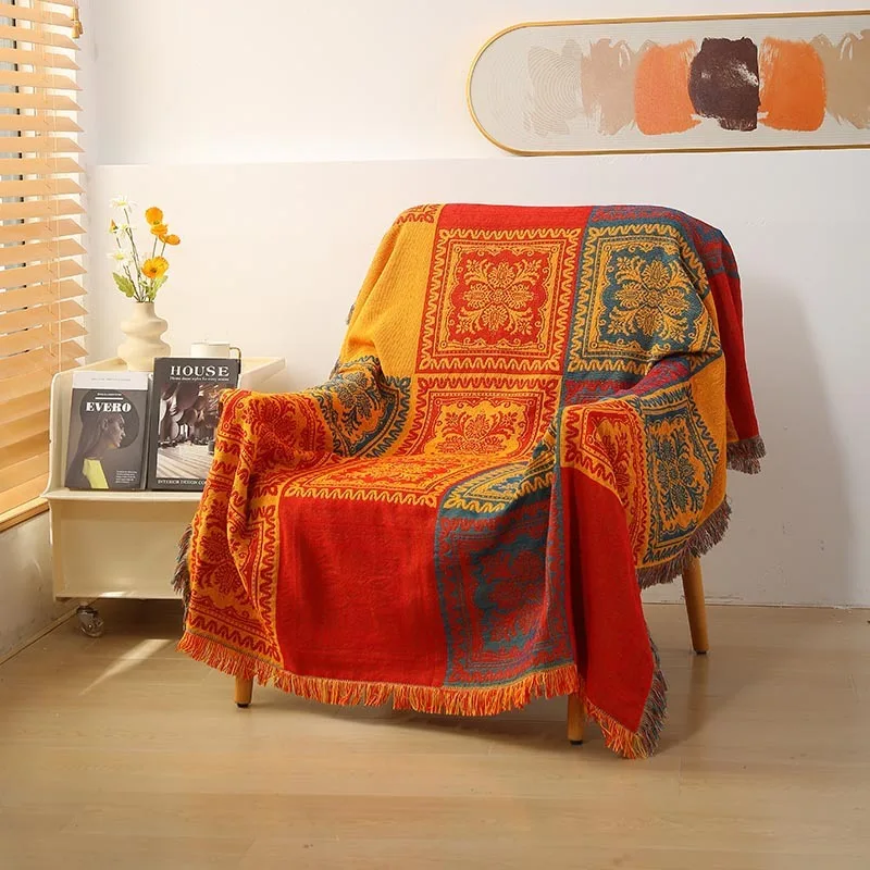 Boho Plaid Blanket | Chenille Throw with Tassels for Sofa & Bed - Image 6