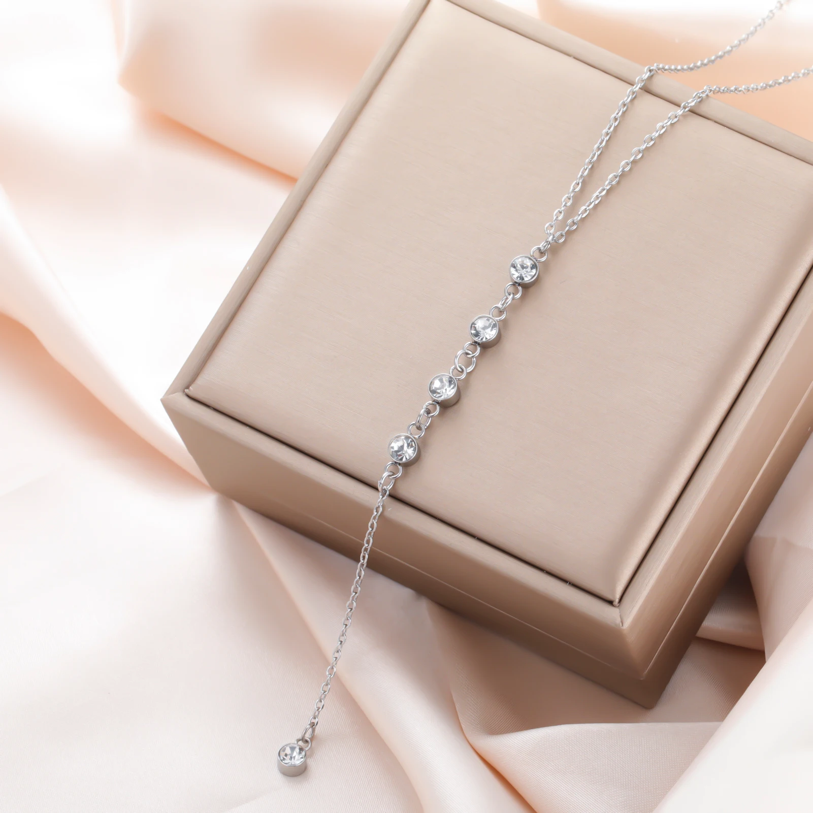 Clear Zircon Long Chain | Elegant Necklace for Women - Image 4