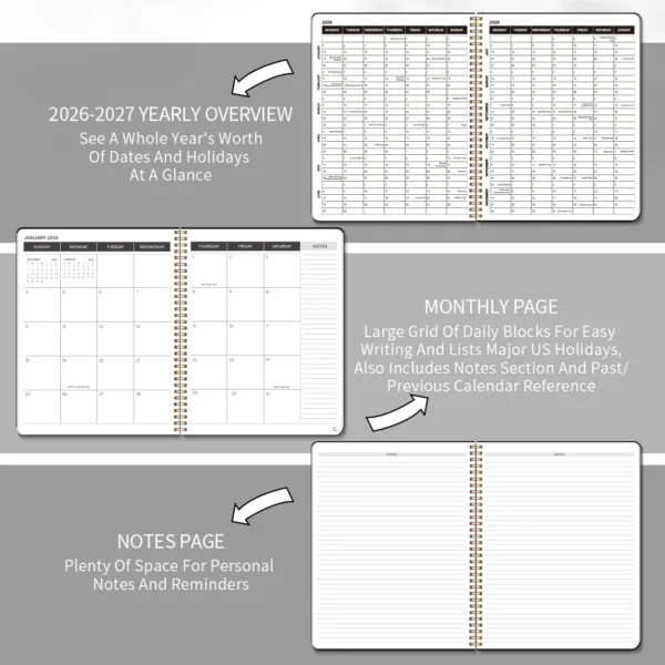 2026–2027 A4 Monthly Calendar Planner – Organiser - Image 3