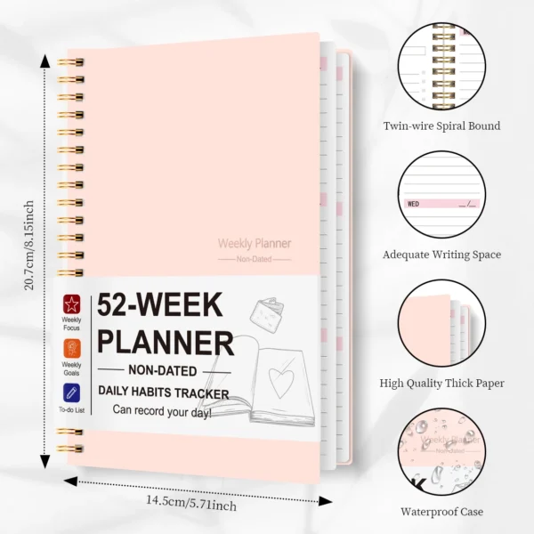 A5 52-Week Undated Weekly Planner – Habit Tracker - Image 6