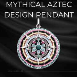 the Mythical Aztec Design Pendant on a black background