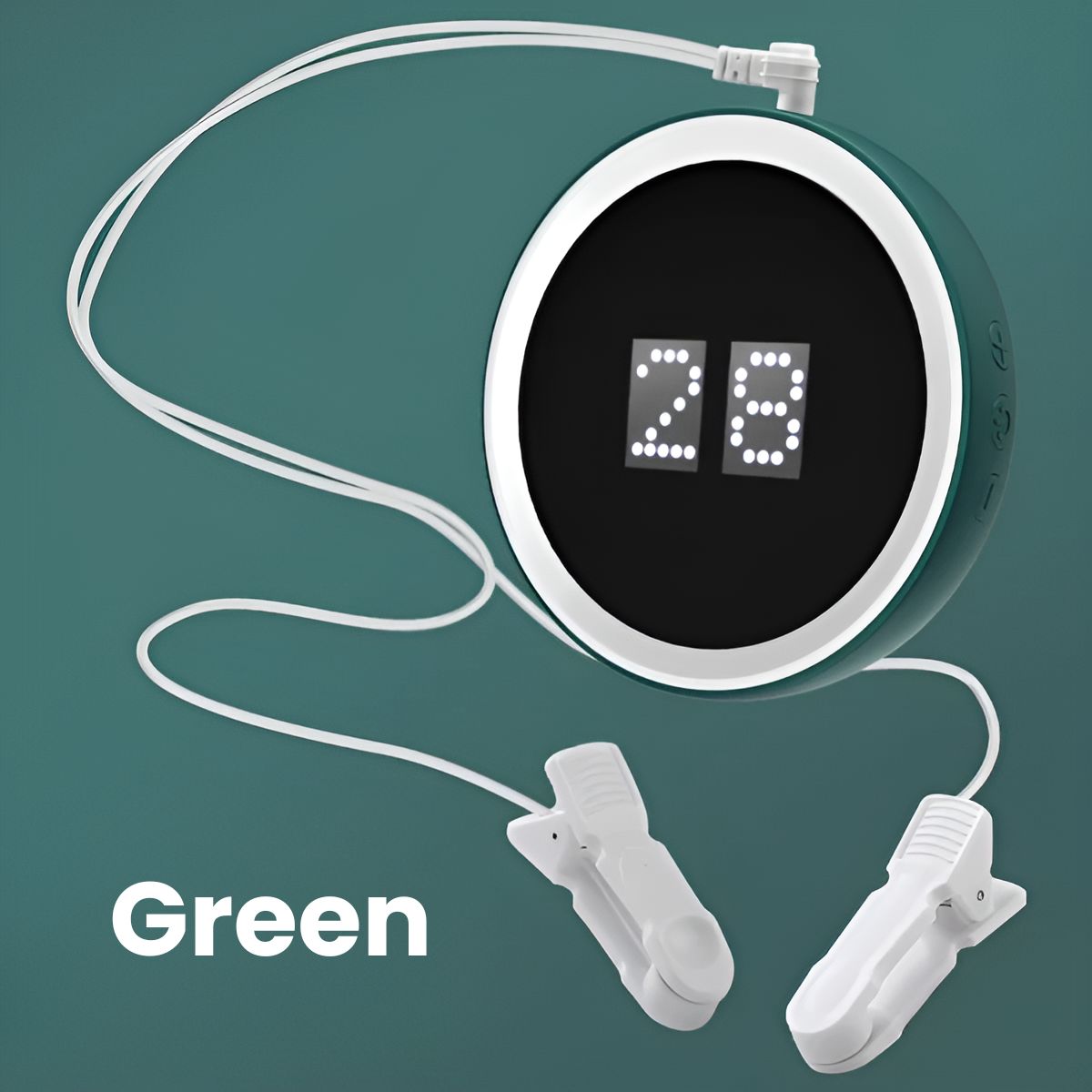 Black circular relaxation sleep aid device in green