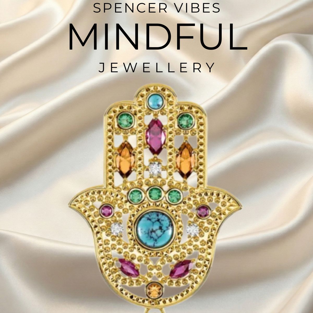 Hand of Fatima Golden Pendant 925 Sterling Silver